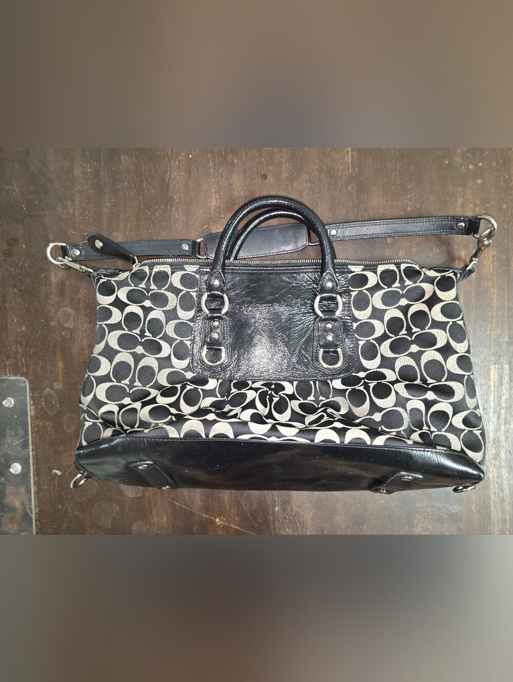 Coach Ashley Satchel Sateen Fabic, Patent Leather Trim - Picture 4 of 8